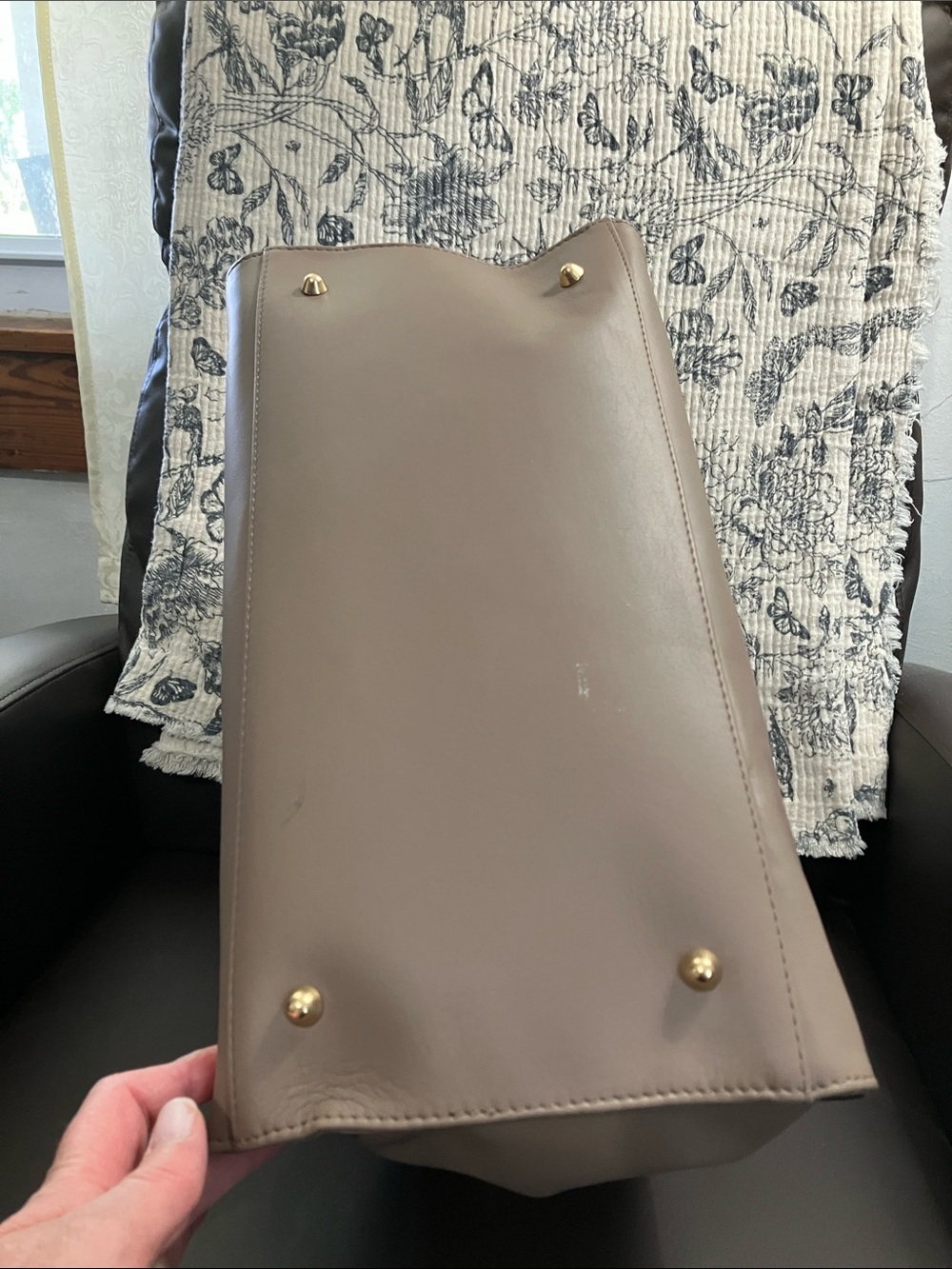 Anna Paola Beige Leather Satchel with Top Handles Rita - Picture 15 of 16